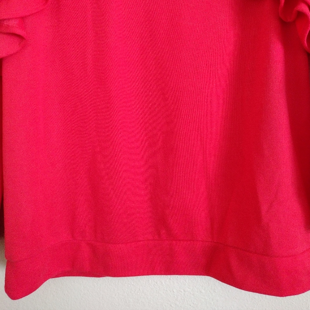 Halogen Bright Red Ruffle Sweatshirt Size Large - Picture 5 of 8